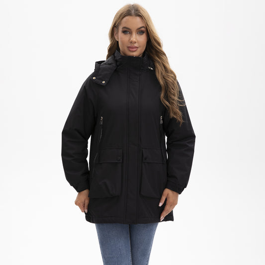 Functional jacket for women with removable hood and practical pockets Chic and Style