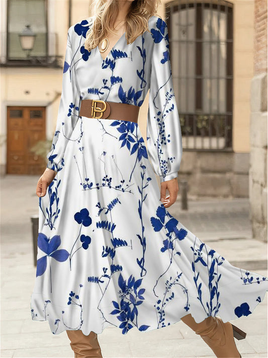 Robe maxi femme avec motifs floraux et détail élégant à encolure en V Chic und Stil