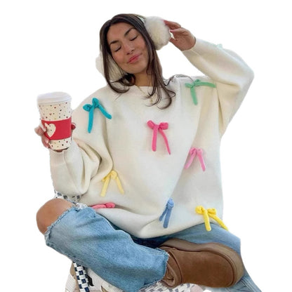 Femme pull en tricot créatif avec des appliqués colorés Chic und Stil