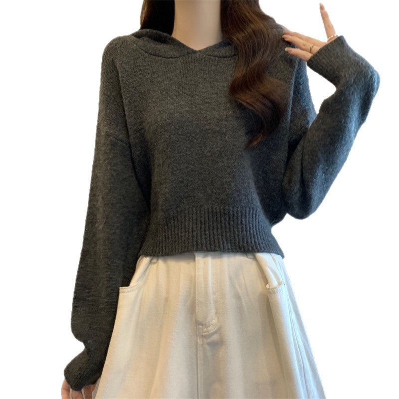 Pull en tricot décontracté à capuche pour femmes avec des manches amples Chic und Stil