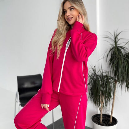 Dames Ensemble de sport avec fermeture éclair intégrale et coutures contrastées Chic und Stil