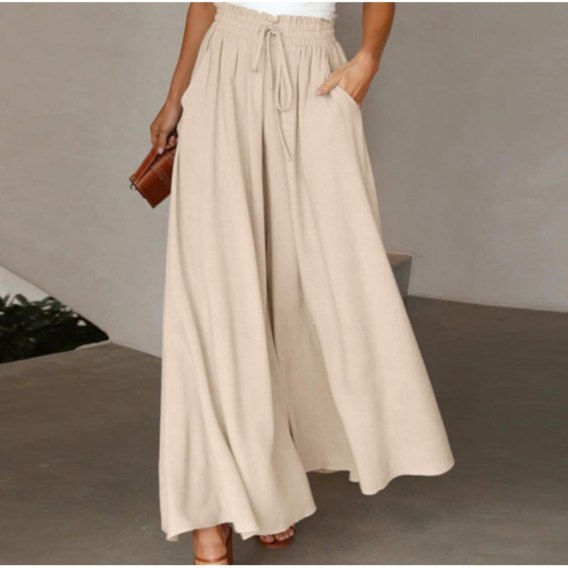 Fluid maxi pants for women with elastic waistband and side pockets Chic und Stil