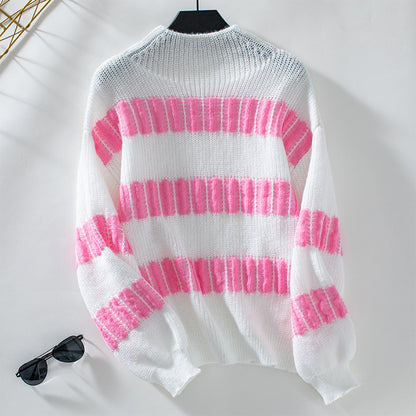 Pull en tricot de haute qualité pour dames avec des rayures finement structurées Chic und Stil