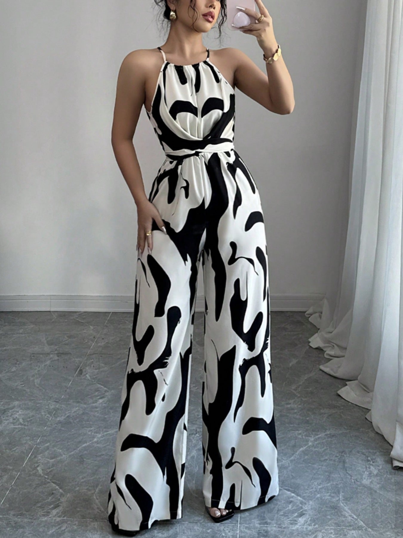 Dames Combinaison avec col haut et élégante drapé Chic und Stil