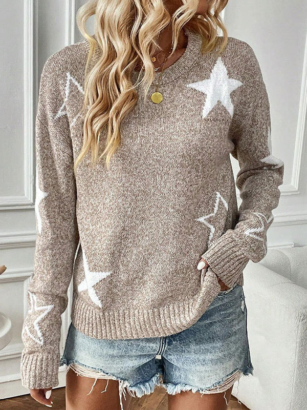 Pull-over en tricot pour dames avec motifs d'étoiles et coupe ample Chic und Stil