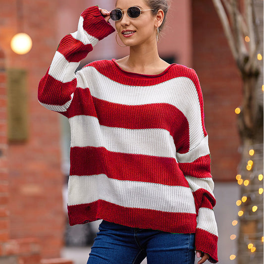 Pull en tricot pour femmes avec des rayures modernes et une coupe décontractée Chic und Stil