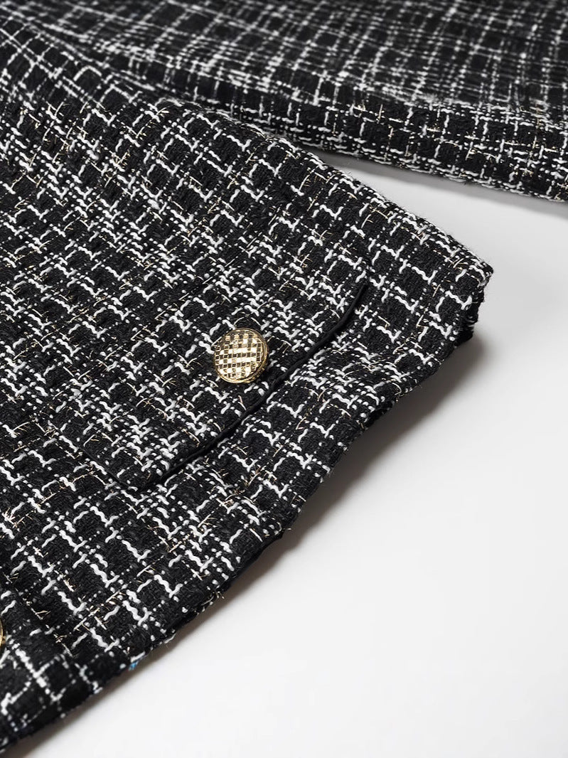 Dames élégante veste en tweed avec boutons dorés Chic und Stil