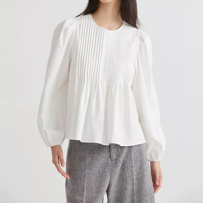 Blouse à manches bouffantes plissées Chic und Stil pour femmes