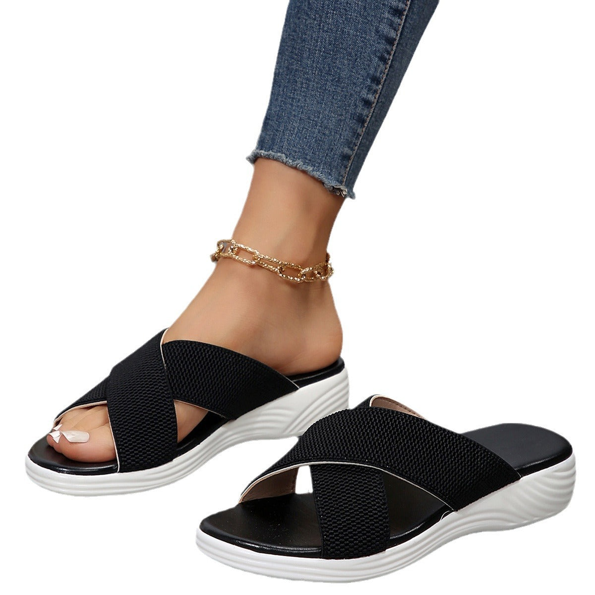 Sandales de bien-être stylées pour dames avec semelle rembourrée Chic und Stil
