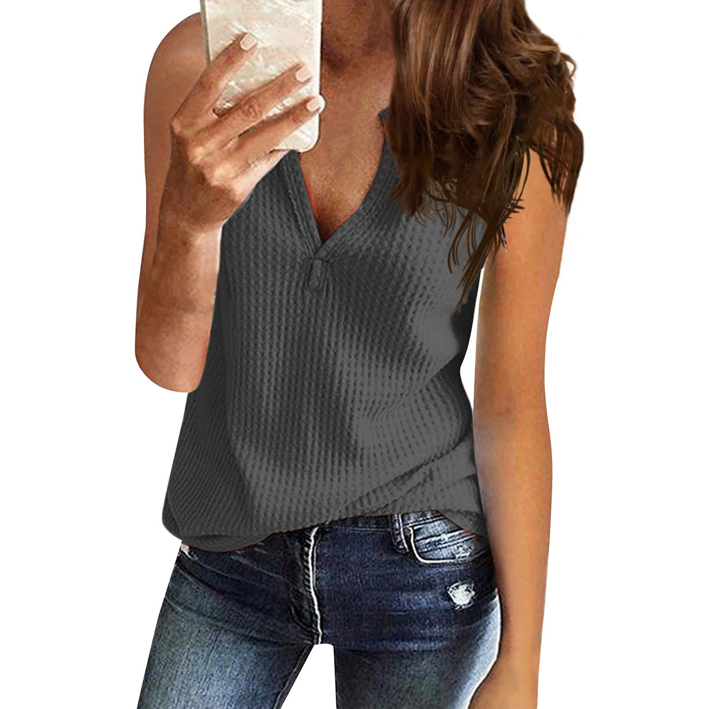 Dames Haut de sport avec surface texturée et décolleté en V Chic und Stil