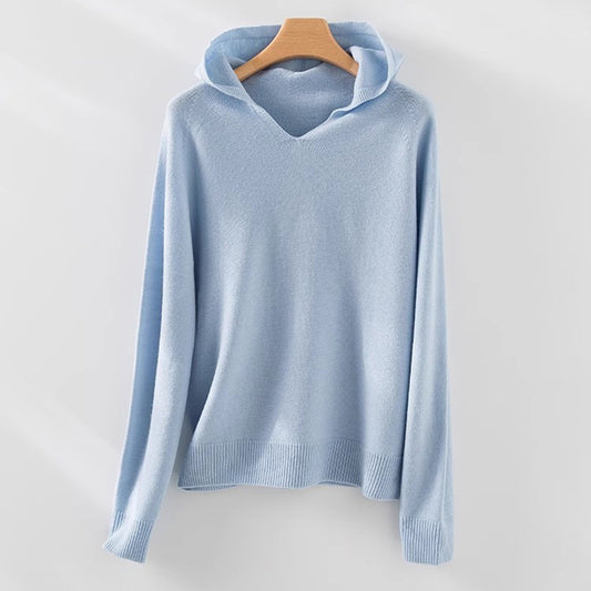 Sweat à capuche V en tricot confortable pour femmes Chic und Stil