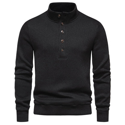 Pull-over pour homme avec col montant confortable, patte de boutonnage et design texturé Chic und Stil