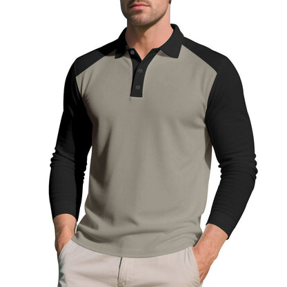 Men's Long Sleeve Sporty Polo with Modern Color Accents Chic and Style