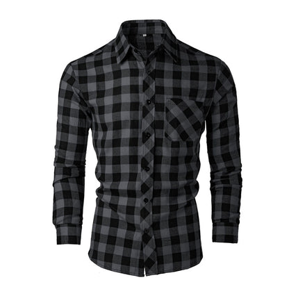 Chemise en flanelle pour hommes avec un motif à carreaux classique et une poche poitrine Chic und Stil