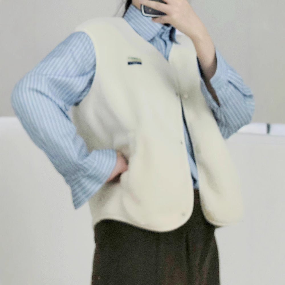 Dames Douce et décontractée gilet en teddy avec poches latérales Chic und Stil