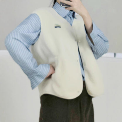 Dames Douce et décontractée gilet en teddy avec poches latérales Chic und Stil