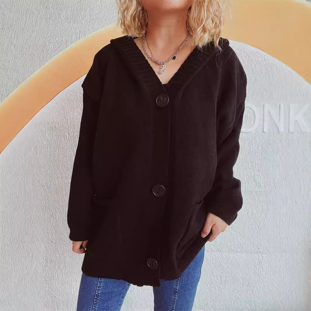 Women's comfortable hooded cardigan with practical pockets - Chic and stylish
