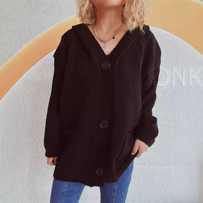 Women's comfortable hooded cardigan with practical pockets - Chic and stylish
