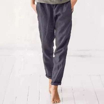 Casual linen pants for women with elastic waist and handy pockets Chic and Style
