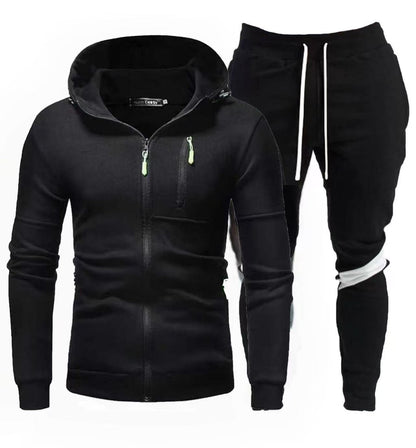 Sporty hoodie for men with practical zipper and chic jogger pants