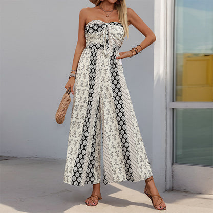 Robe maxi sans manches bohème pour femme avec ceinture élégante nouée Chic und Stil