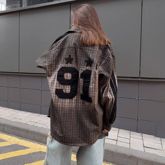 Chemise overshirt à carreaux décontractée pour femmes Chic und Stil