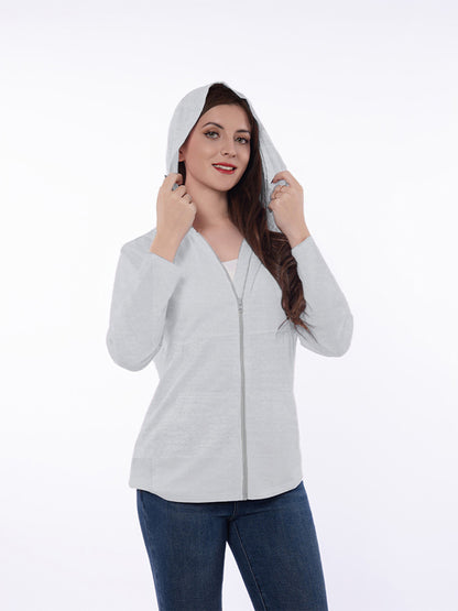 Veste à capuche zippée décontractée pour femmes avec poches fonctionnelles et composition de tissu respirant Chic und Stil