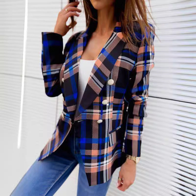 Blazer à carreaux pour dames à double boutonnage sur mesure Chic und Stil