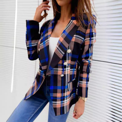Blazer à carreaux pour dames à double boutonnage sur mesure Chic und Stil