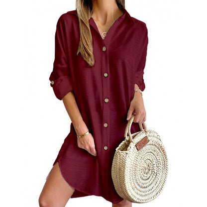 Robe chemise décontractée pour femmes en tissu léger avec fermeture à boutons Chic und Stil