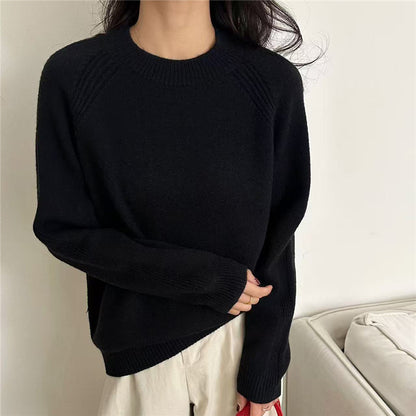 Pull en tricot décontracté pour femmes avec col rond et texture fine Chic und Stil