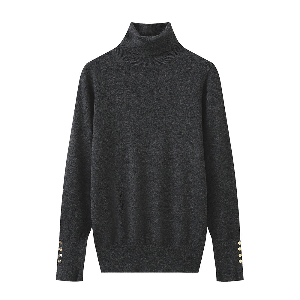 Pull à col roulé pour dames avec des détails de boutons élégants Chic und Stil