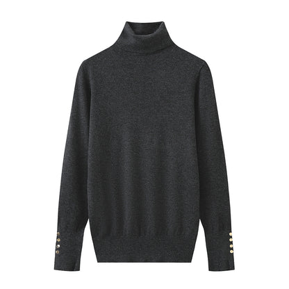 Pull à col roulé pour dames avec des détails de boutons élégants Chic und Stil