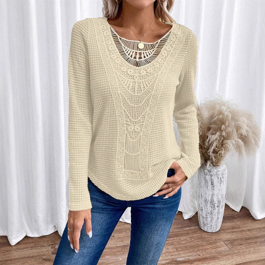 Pull fin en tricot pour dames avec insert en crochet délicat Chic und Stil