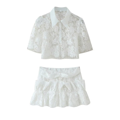 Women's set with high-quality lace top and playful skirt Chic and Style