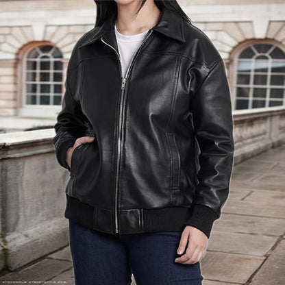 Veste en cuir élégante pour femmes avec coupe décontractée et poches pratiques Chic und Stil