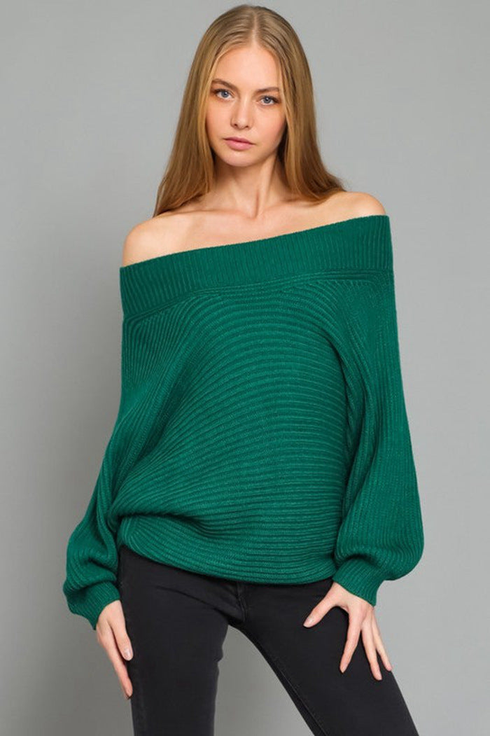 Pull femme décontracté avec décolleté asymétrique et manches larges Chic und Stil