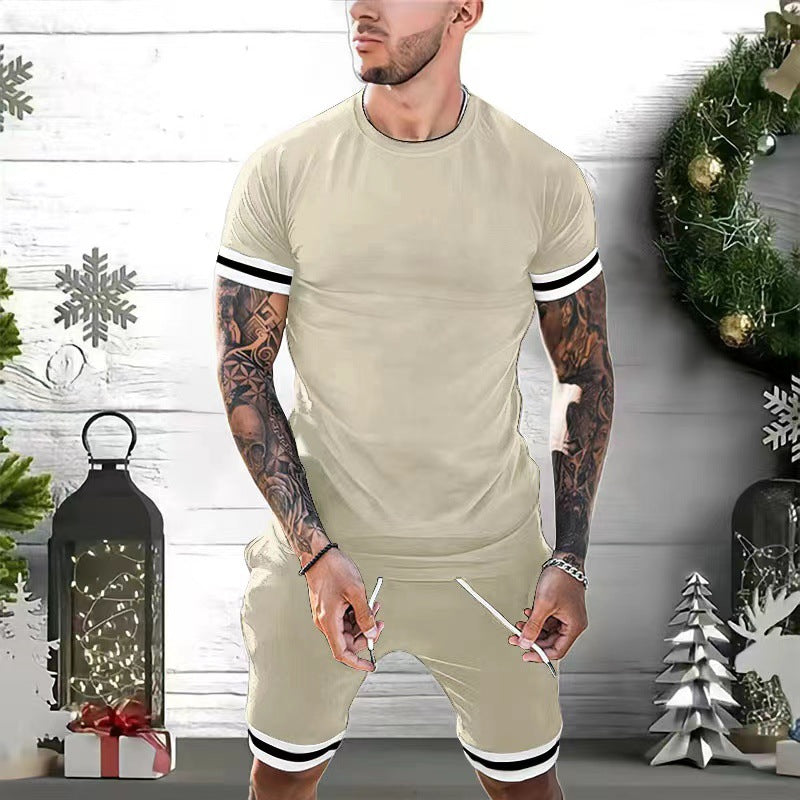 Men's Sporty Comfort Fit Round Neck T-shirt and Shorts Chic Set