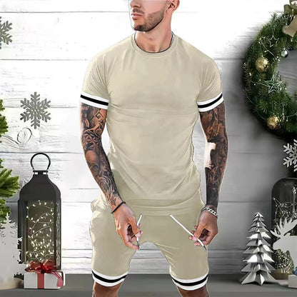 Men's Sporty Comfort Fit Round Neck T-shirt and Shorts Chic Set