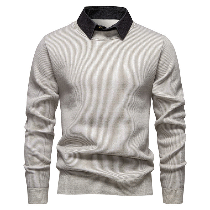 Pull en maille fine pour homme avec design de col moderne Chic und Stil