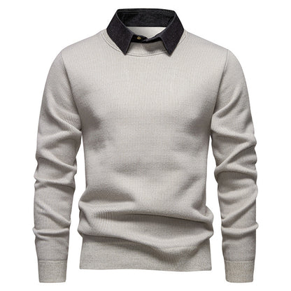 Pull en maille fine pour homme avec design de col moderne Chic und Stil