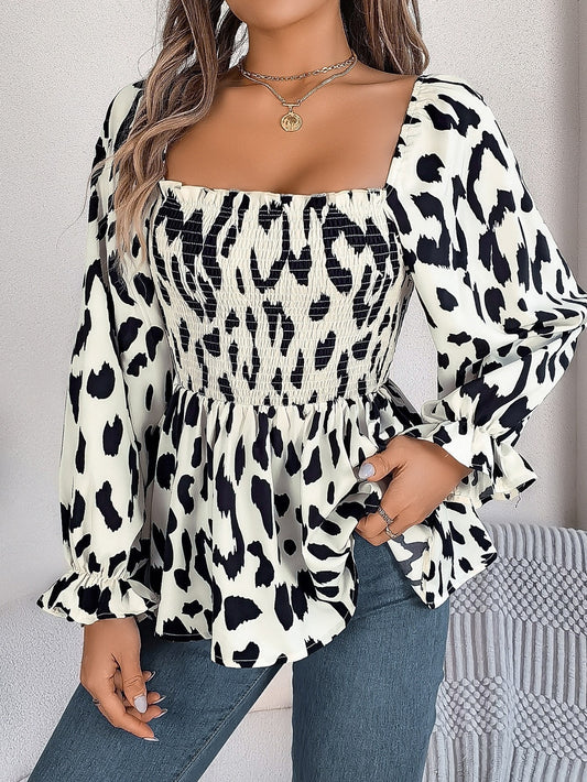 Blouse en dentelle pour femmes avec manches de type évêque et haut froncé Chic und Stil