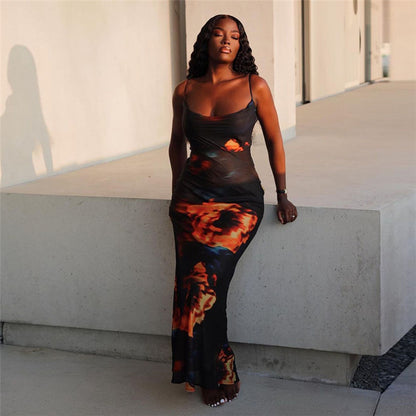 Robe maxi bodycon pour femmes avec bretelles spaghetti Chic und Stil