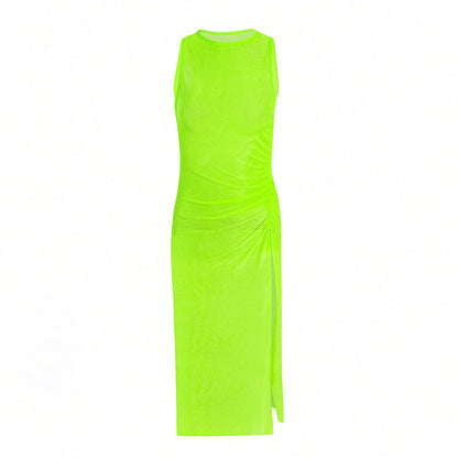 Femmes Robe Maxi Sans Manches Raffung Chic und Stil