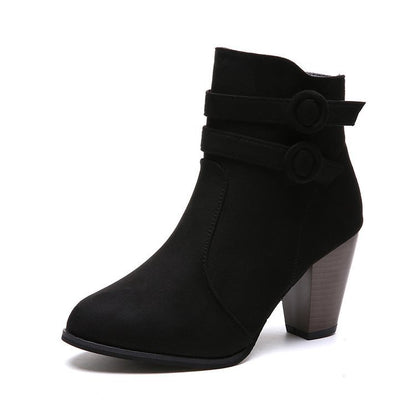 Bottines élégantes pour femmes avec décoration de bouton tendance et talon bloc confortable Chic und Stil