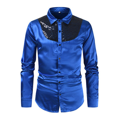 Chemise en satin élégante pour hommes avec inserts en sequins Chic und Stil