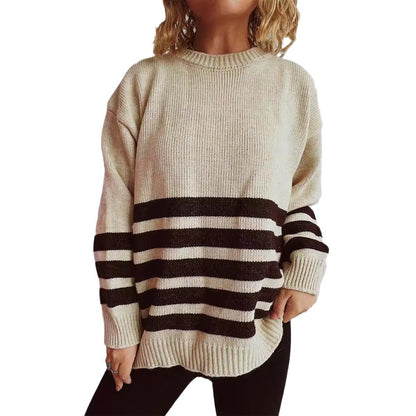 Pull oversized décontracté pour femmes avec motif rayé moderne Chic und Stil