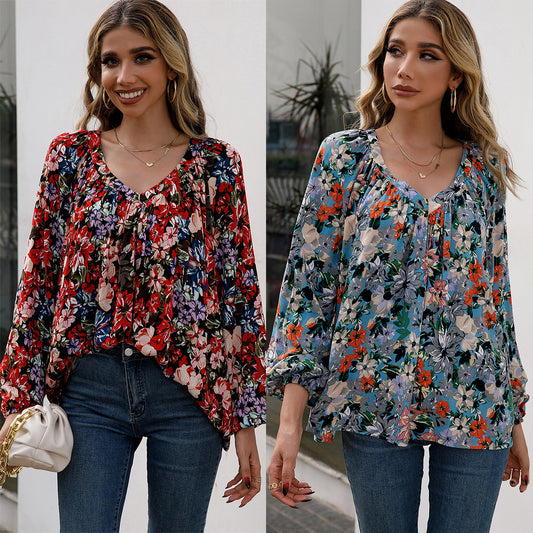 Blouse femme avec des motifs floraux et des manches légères Chic und Stil