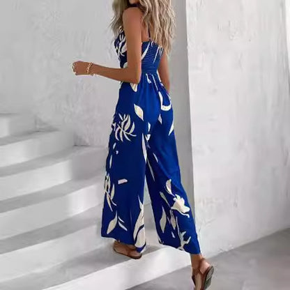 Dames Combinaison à Imprimé Floral à Jambes Larges Chic und Stil