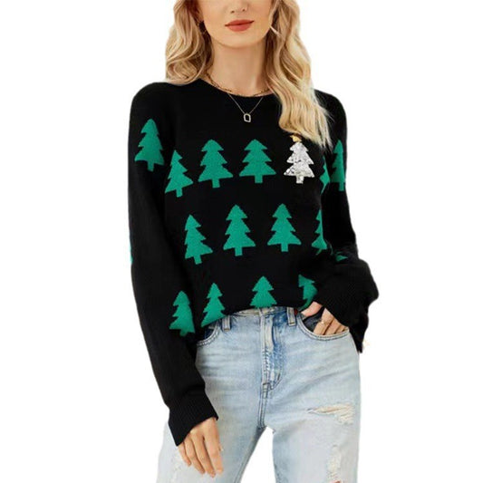 Pull en tricot festif pour femmes avec motif d'arbre de Noël Chic und Stil